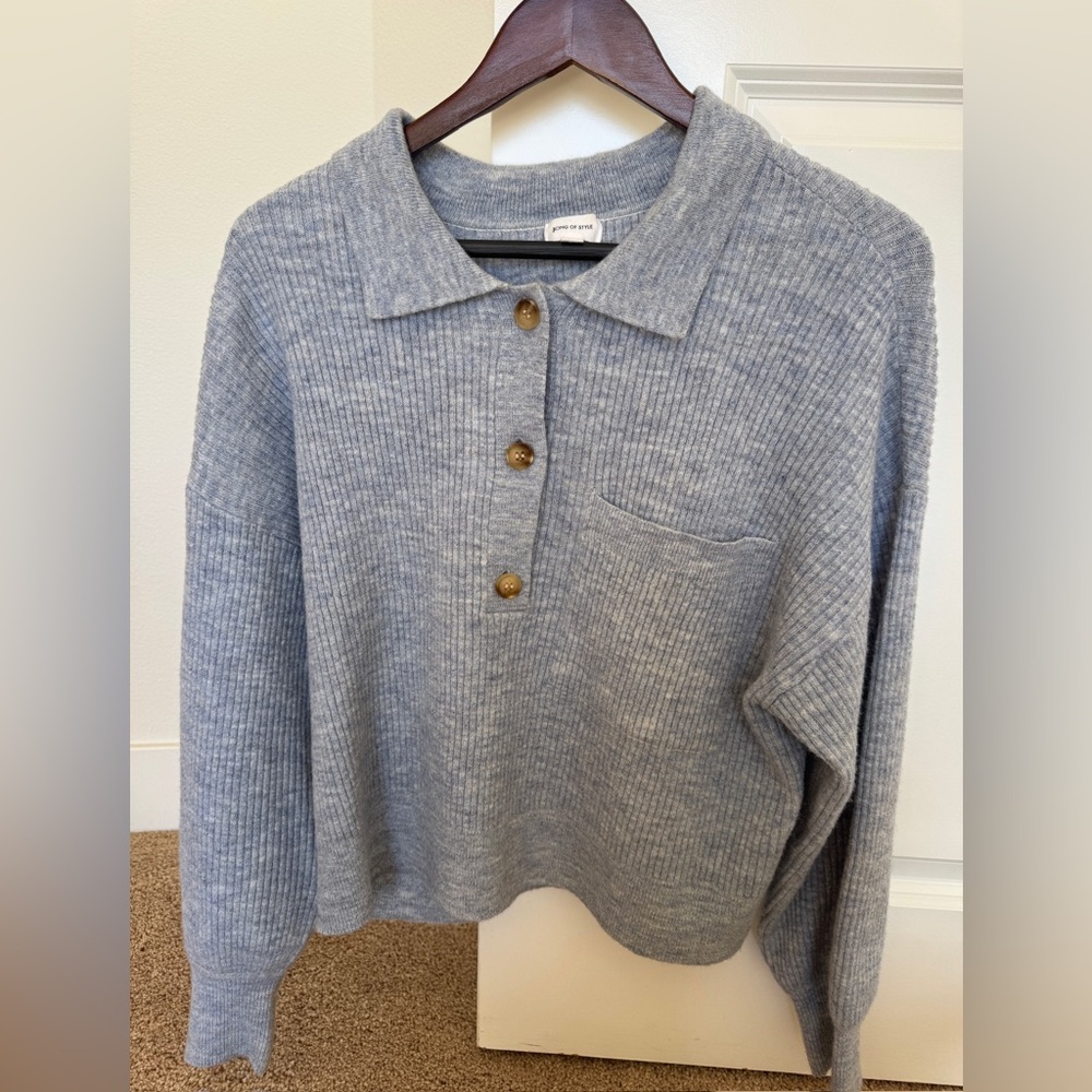 Blue Ribbed Song of Style Pullover Sweater